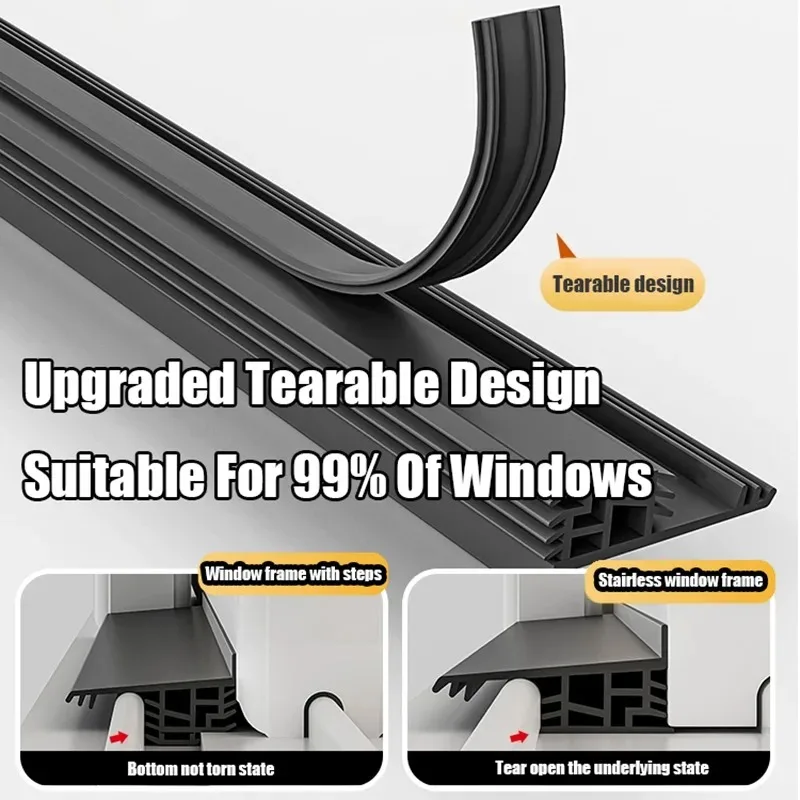 1pc Ainproof Water Backflow Window Water Blocking Bar Self-Adhesive Leakage Maintenance Sealing Strip TPE Window Edge