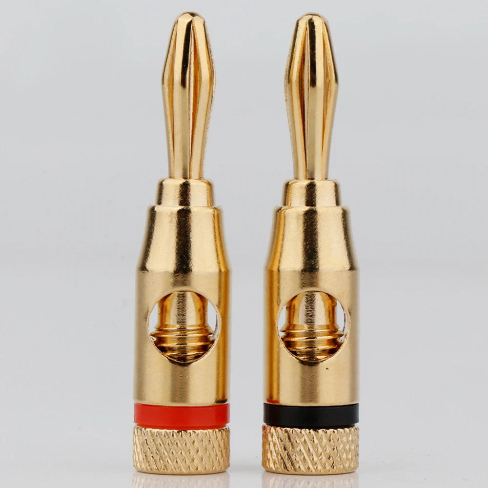 8 Stück 4 mm Kupfer vergoldete Hifi-Bananenstecker für Lautsprecherkabel, Audio-Stecker für Lautsprecherverstärker – Detail 3