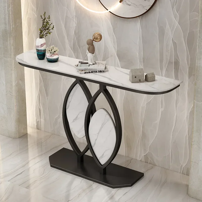 Italian Light Luxury Entrance Table Semicircular Console Cabinet for Hallway Foyer Simple Modern Entryway End View Table