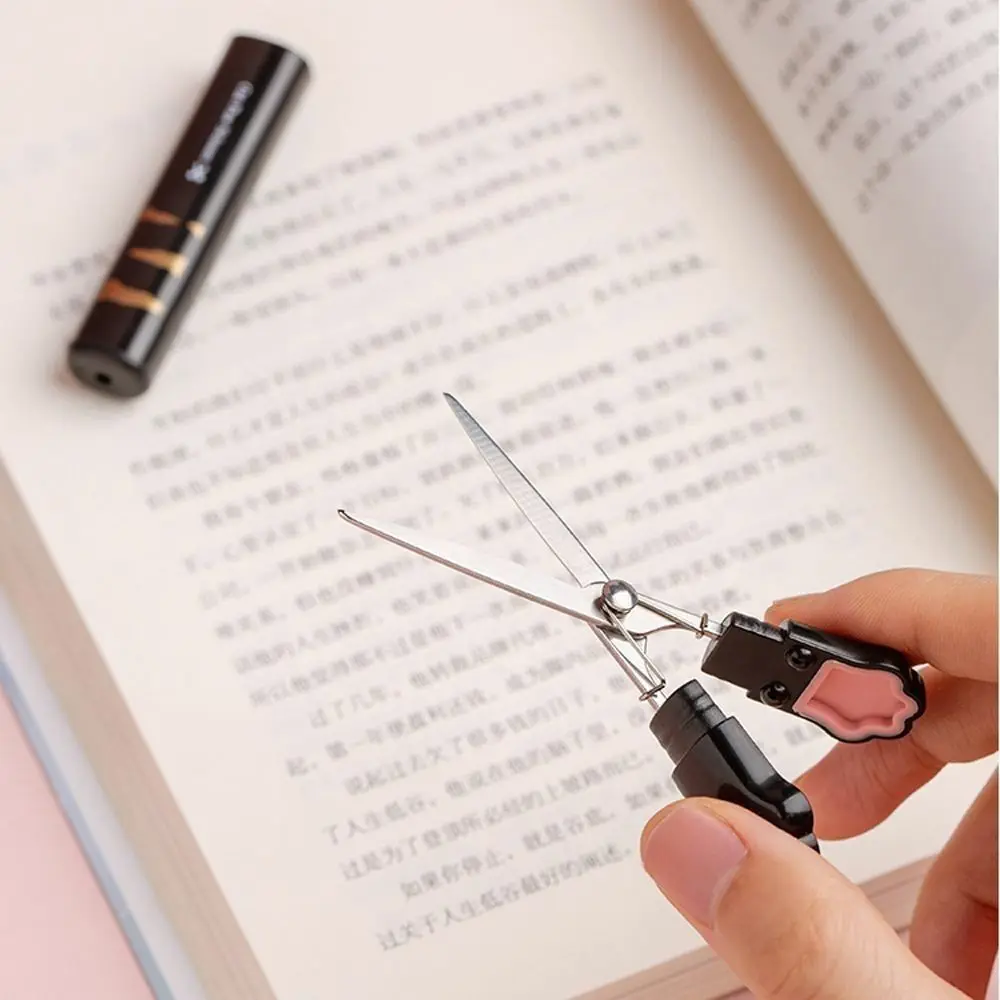 New Plastic Cat Paw Scissors Folding Cartoon Scissors Stationery Stainless Steel Cartoon Scissors