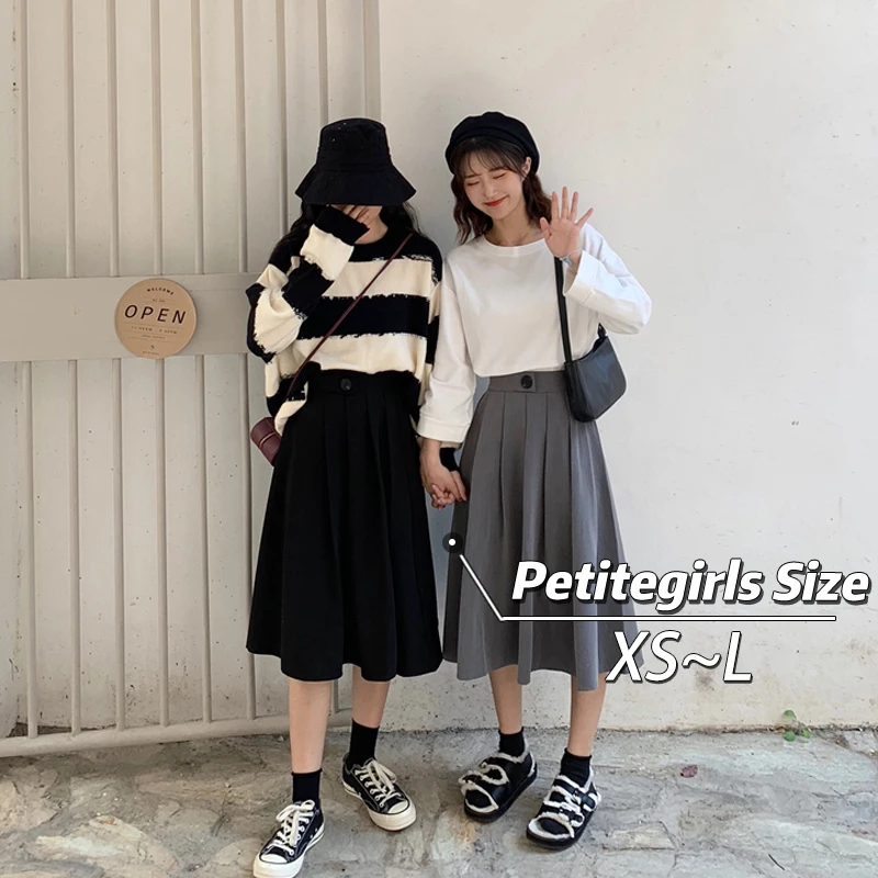 150 gray pleated A-line skirt day short autumn and winter with high waist to show slim high school long belly cover