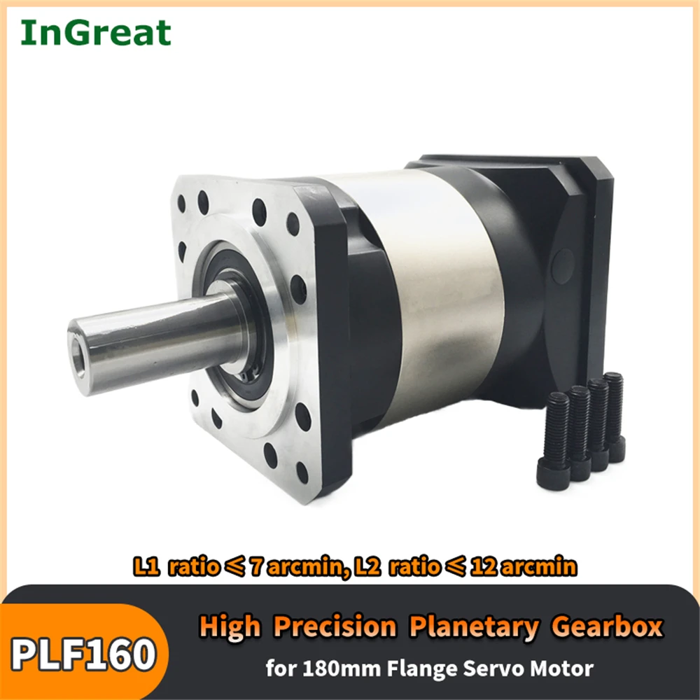 

High Torque Precision Planetary Gearbox 35mm Input 3:1-100:1 Speed Ratio Gear Reducer 180mm Flange for 3KW-5.5KW Servo Motor
