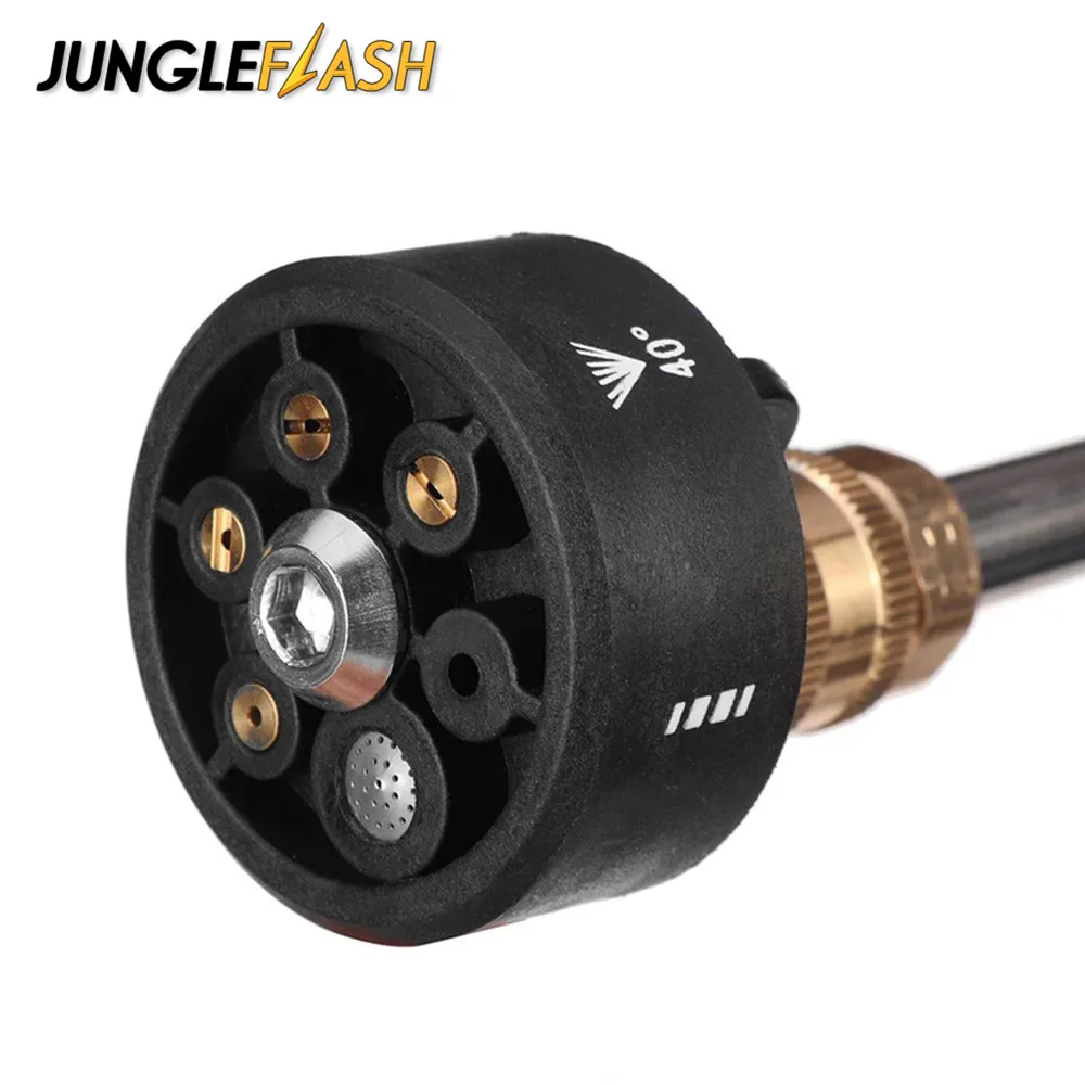 

JUNGLEFLASH 6in1 Spray Nozzle For Car Washing Machine Multi-function 1/4inch Quick Connect Plug 3000PSI High Pressure Car Washer