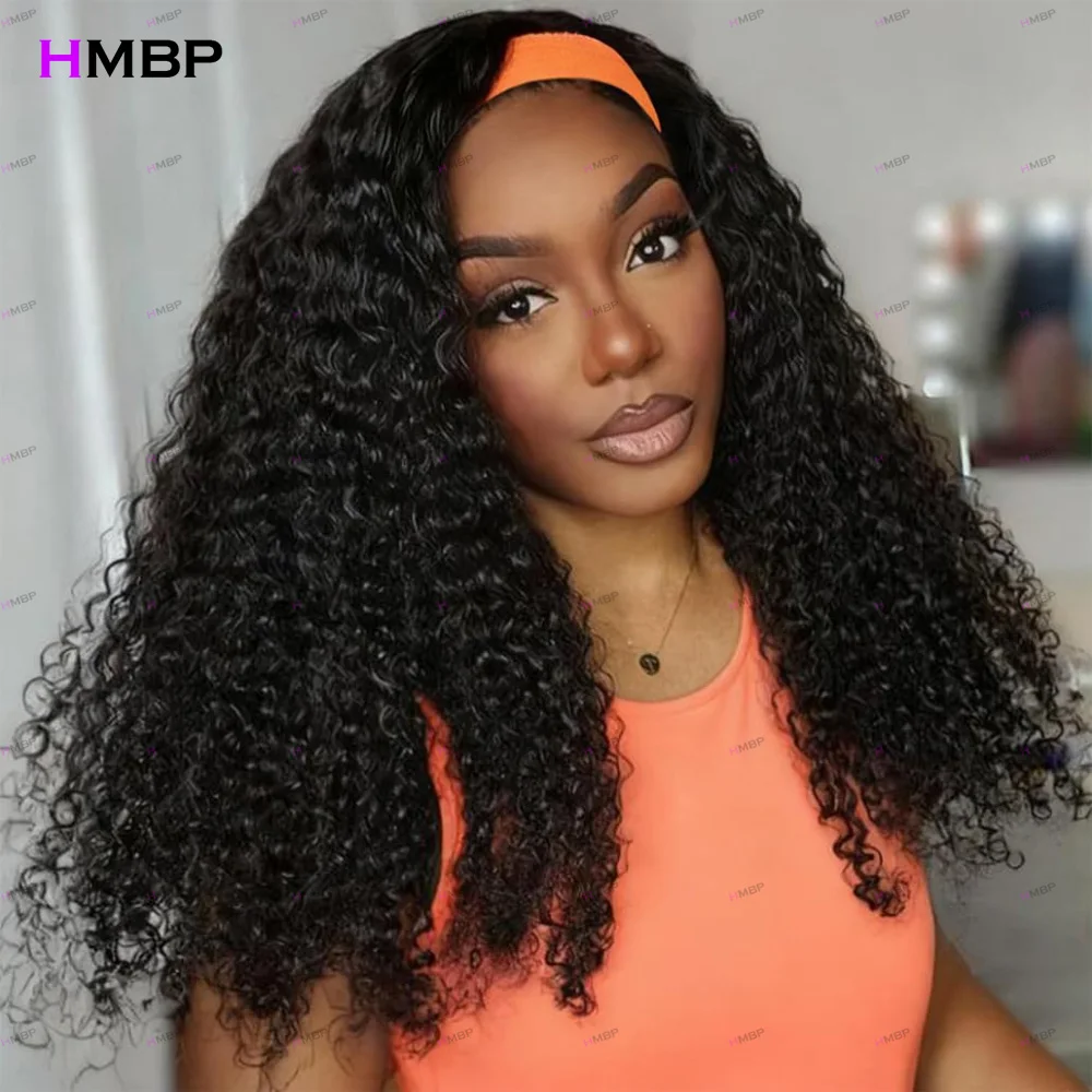 HMBP Wear And Go Deep Wave Headband Wig Virgin Human Hair Wigs Glueless Curly Wig Pre Plucked Natural Hairline For Black Women