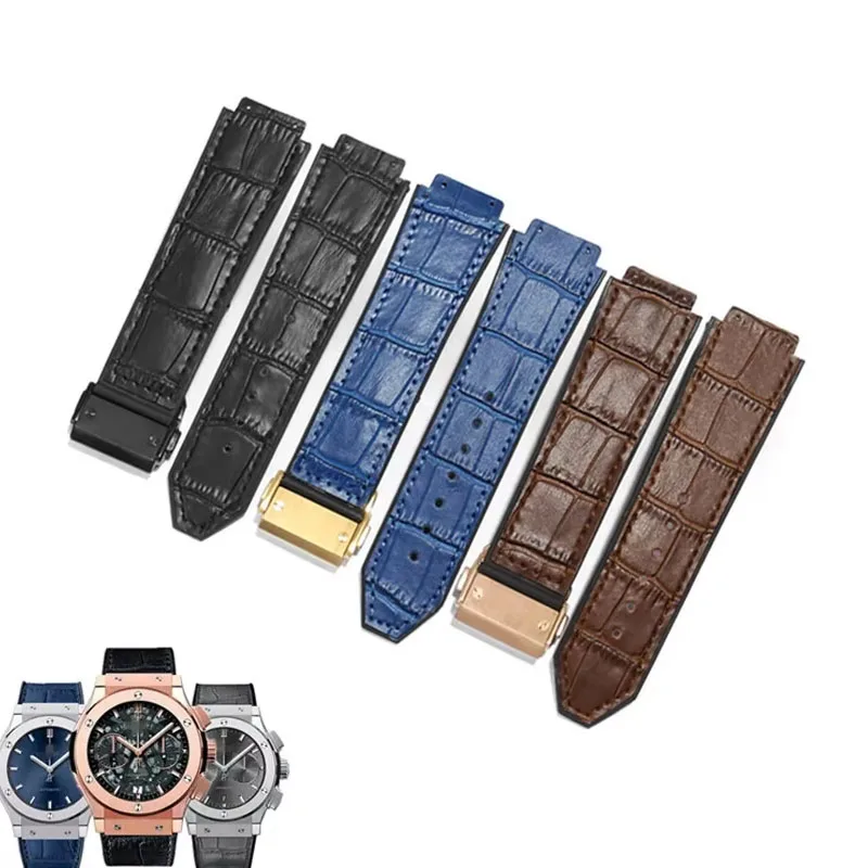 Für Hublot Big Bang Serie Echtleder-Uhrenarmband, Uhrenarmband, Uhrenzubehör, 26 mm-19 mm, Herren- und Damen-Uhrenarmband