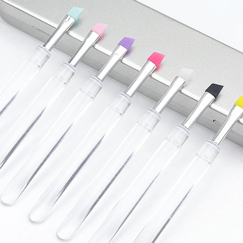 Free Shipping High quality Clear Rod Eyeliner Brush Silicone Brushes With Cap Makeup Tools