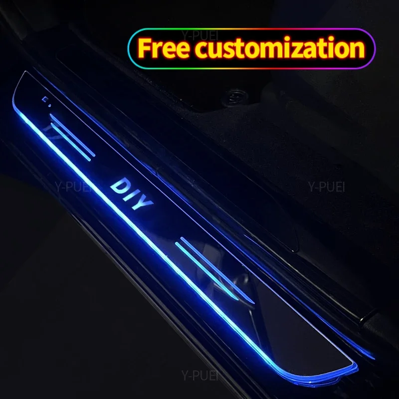 

Customized Car Door illuminated Sill light Logo Projector Lamp USB Power Wireless LED Welcome Pedal Car Scuff Plate Pedal Light