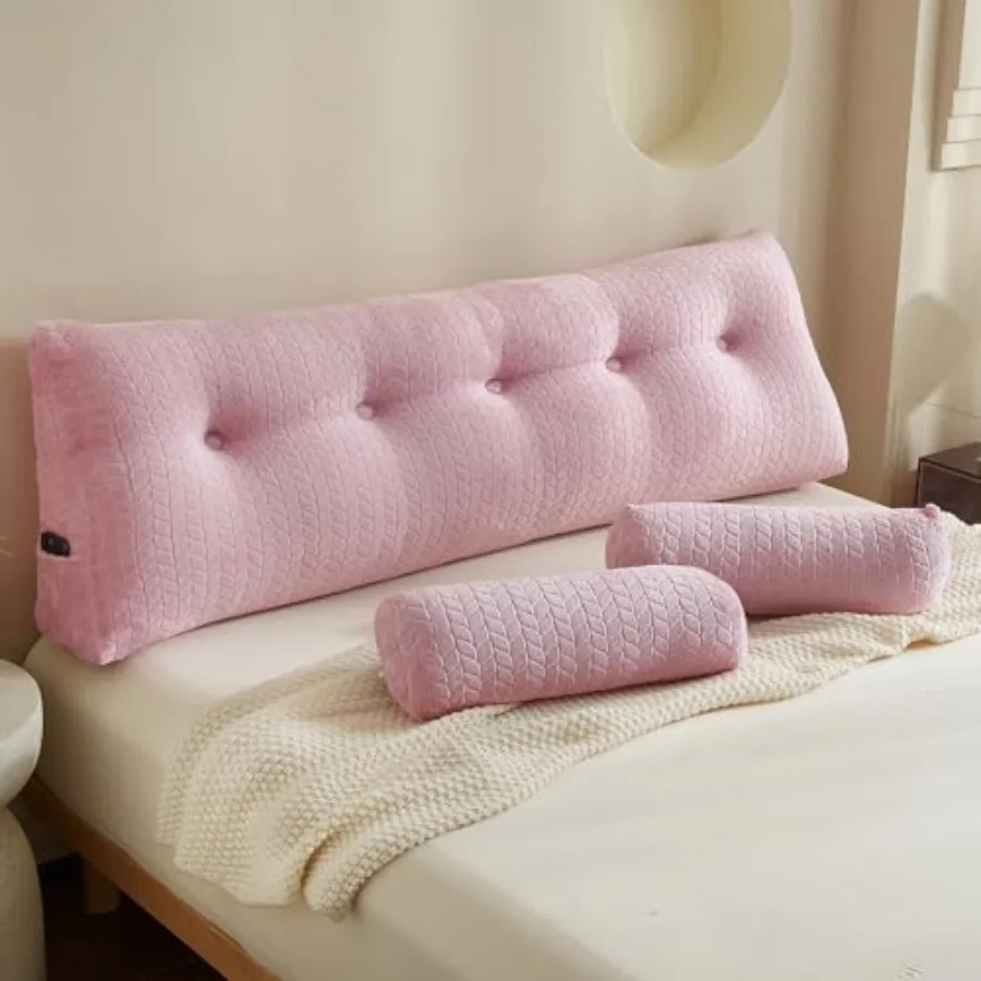 

Wedge Headboard Pillow Size Triangular Wedge Backrest Pillow with 1 Pack Neck Roll Pillows Headboard Pillow for Bed Daybed and
