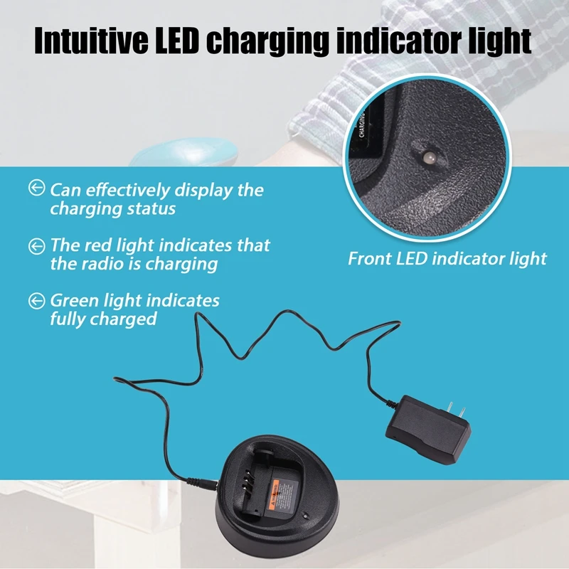Cargador rápido de intercomunicación para Motorola GP3188,GP3688,EP459,DEP450, incluye adaptador de corriente, cargador de escritorio de unidad única, enchufe estadounidense