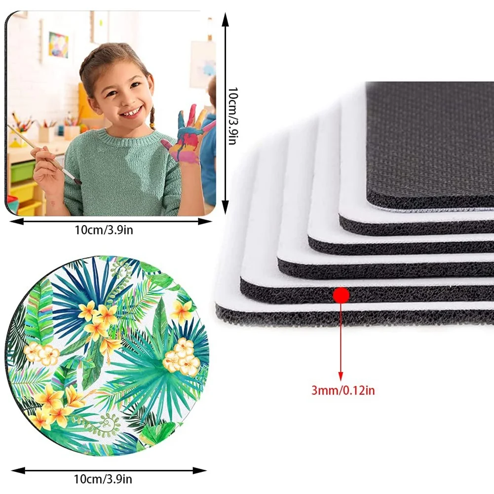 Sublimation Coaster Blanks Products,Sublimation Cup Coasters Rubber Cup Mat for Heat Transfer Printing Crafts,Projects