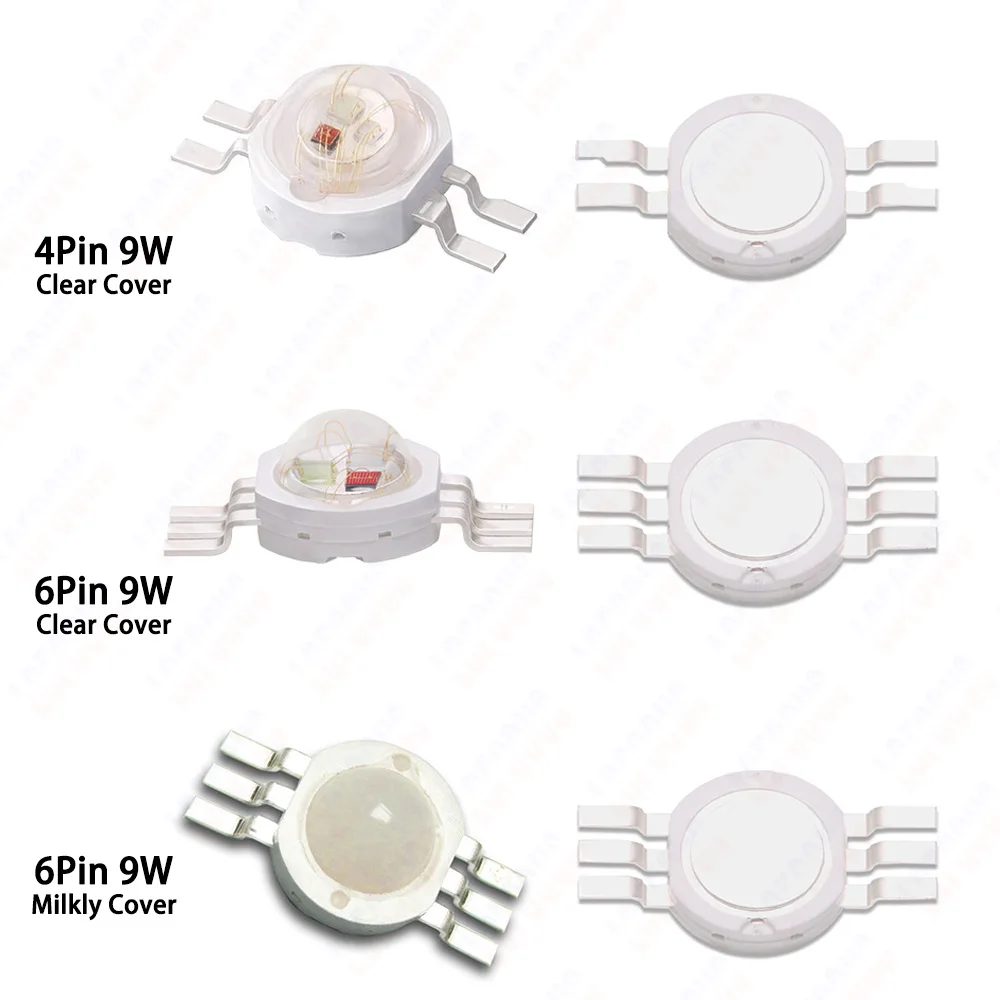 High Quality LED Chip 1W 3W 9W RGB Red Green Blue COB Diodes Full Color 4 6 Pin For Professional Stage Lighting Effect