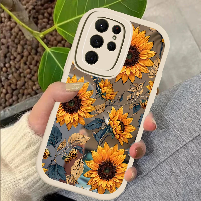 S24 S 24 Summer Flower Soft Case For Samsung Galaxy S20 Plus S21 FE S22Ultra S23 S 23 S24 Plus Note20 Shockproof Mirror Cover