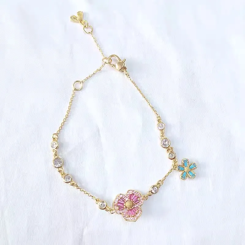 2024 جديد Ks سلسلة الربيع الحلو البريق اللون ثلاثي الأبعاد الزهور غير النظامية أقراط البتلة قلادة سوار قلادة مجموعة