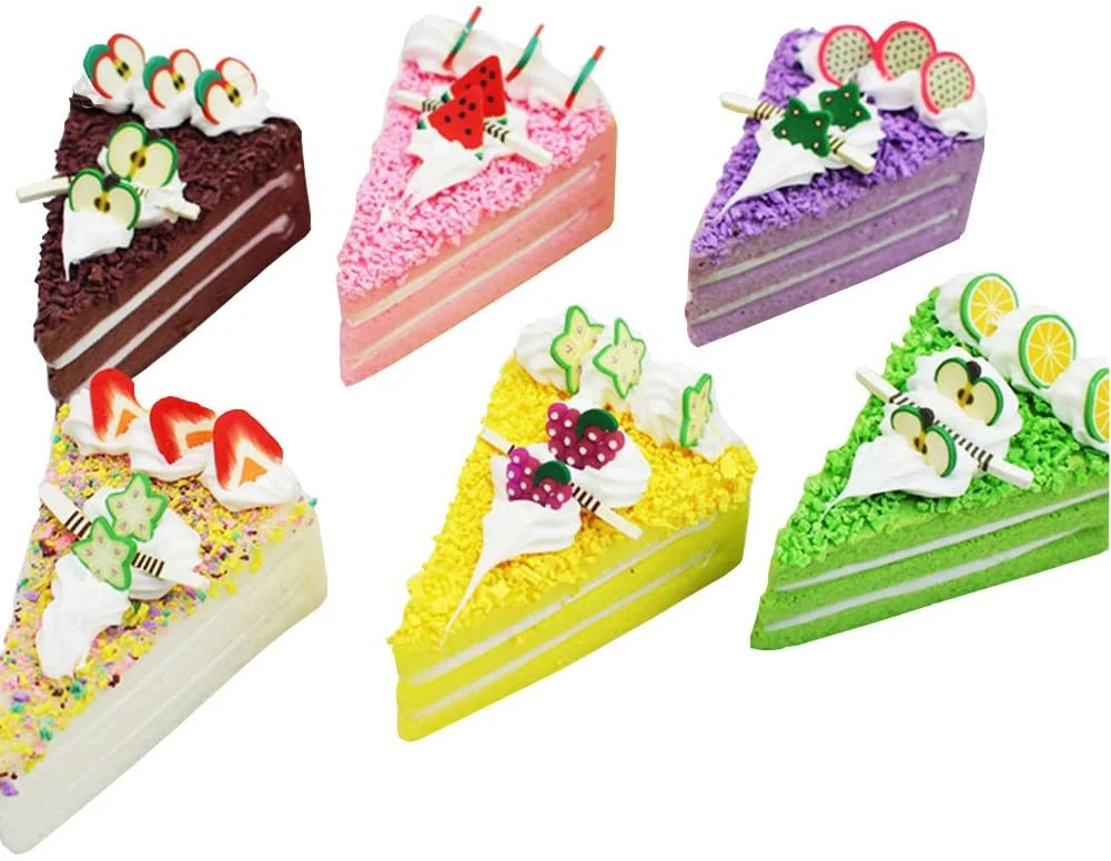 6pcs Artificial Cake Dessert Mixed Fake Food Cake Model