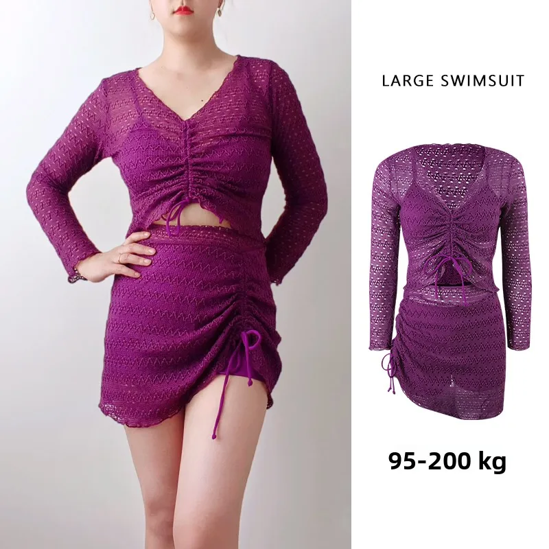 

New Ins Sle plus Size Bikini Women's Fatter MM 200 Pou Belly Covering Slimming Separate Skirt Sle Hot Spring Swimsuit