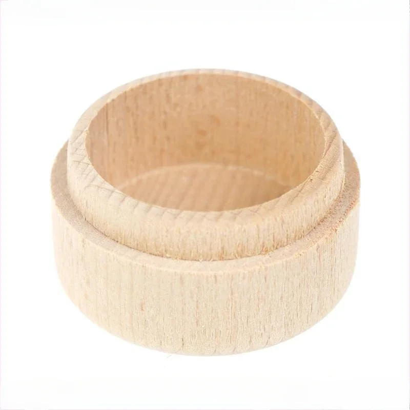 5/10PCS Round Wooden Wedding Ring Jewelry Trinket Box Baby Tooth Keepsake Wood Storage Container Case Gift Boxes Home Storage