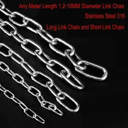 Any Meter Length 1.2-10MM Diameter Highly Polished Welded Marine 316 Stainless Steel Long Short Link Chain for Lifting Binding