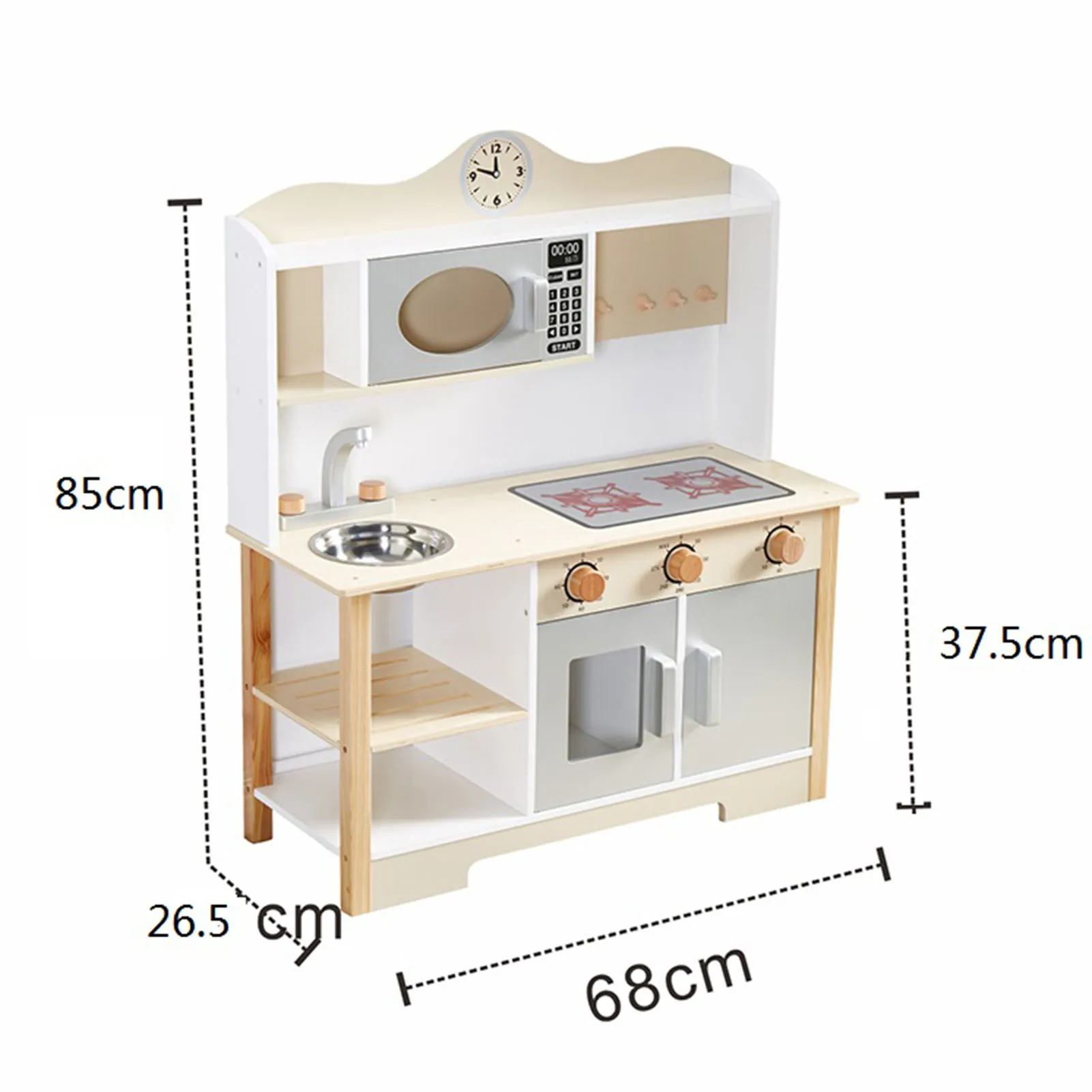 Fingir brinquedo cozinha playset de madeira jogar cozinha conjunto realista criança cozinha playset com forno pia lavar louça para crianças