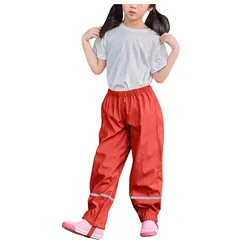 Children's Solid Color Loose Pencil Wind And Waterproof Mud Trousers Breathable Multi-function Casual Trouser For Boys And Girls