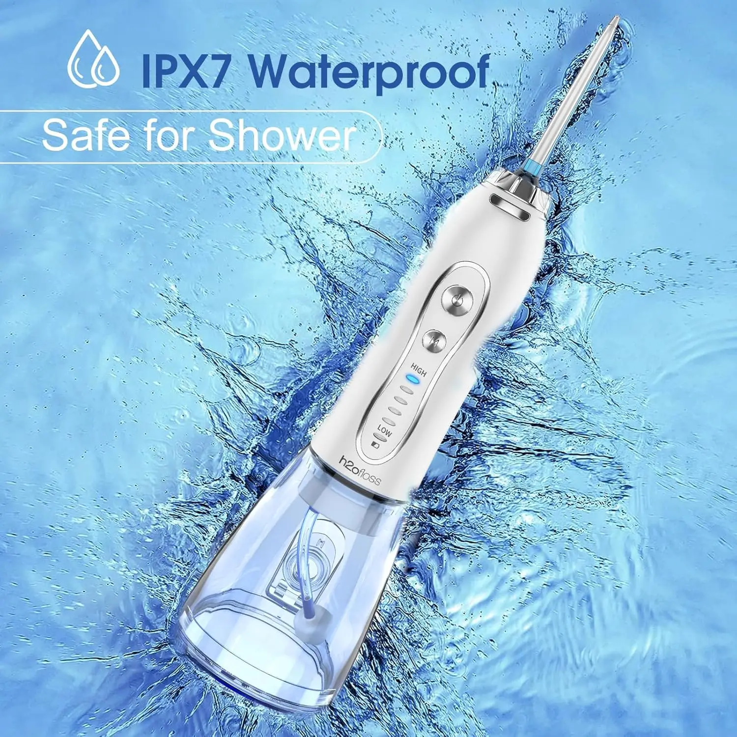 H2ofloss الأسنان عن طريق الفم الري جهاز تنظيف الأسنان بالماء المحمول لأقواس الأسنان قابلة للشحن المنزل والسفر 5 طرق مقاوم للماء