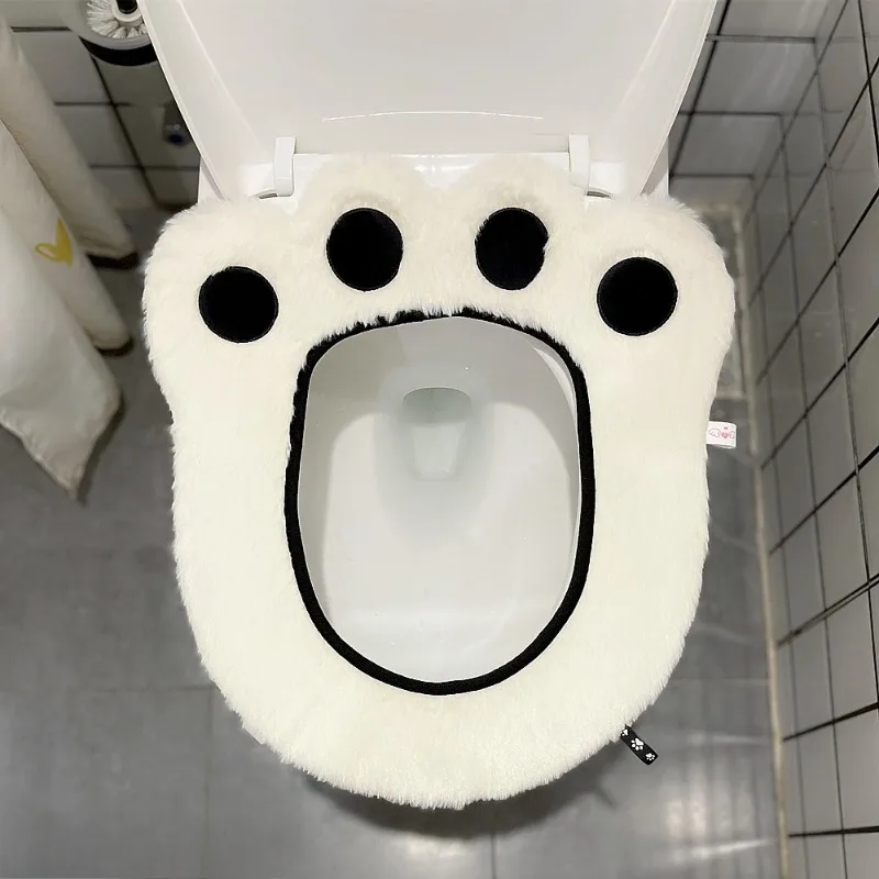 

Cute bear paw cartoon adhesive toilet seat pad- all-season household toilet sticker, soft comfortable non-slip easy-to-clean mat