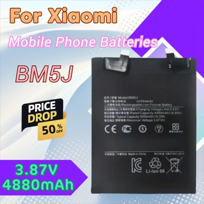 

Высокое качество, новый аккумулятор BM5J 3,87 В 4880 мАч для Xiaomi Mi 12T Pro Redmi K50, оригинальные сменные аккумуляторы для мобильных телефонов