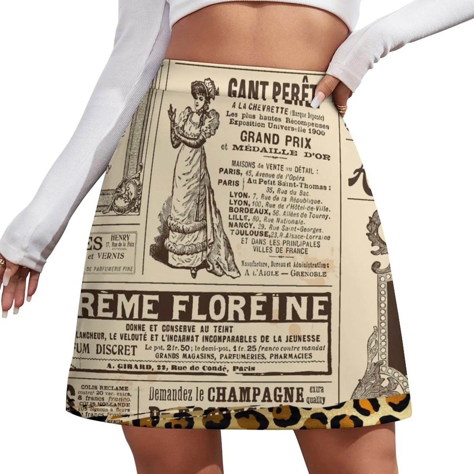 

Vintage Newspaper Mini Skirt novelty in clothes women's clothing korea stylish Mini Skirt