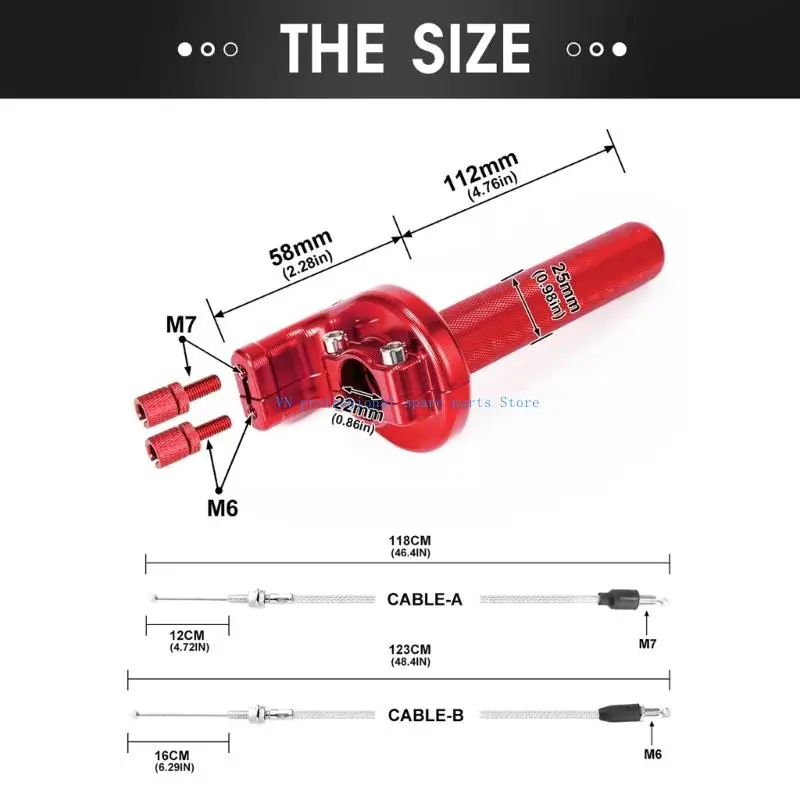 41XA Motorcycle Throttle Grip Control with Two Cable Lines, 7/8" 22mm Assembly for Carburetor Conversion Repair Service Part