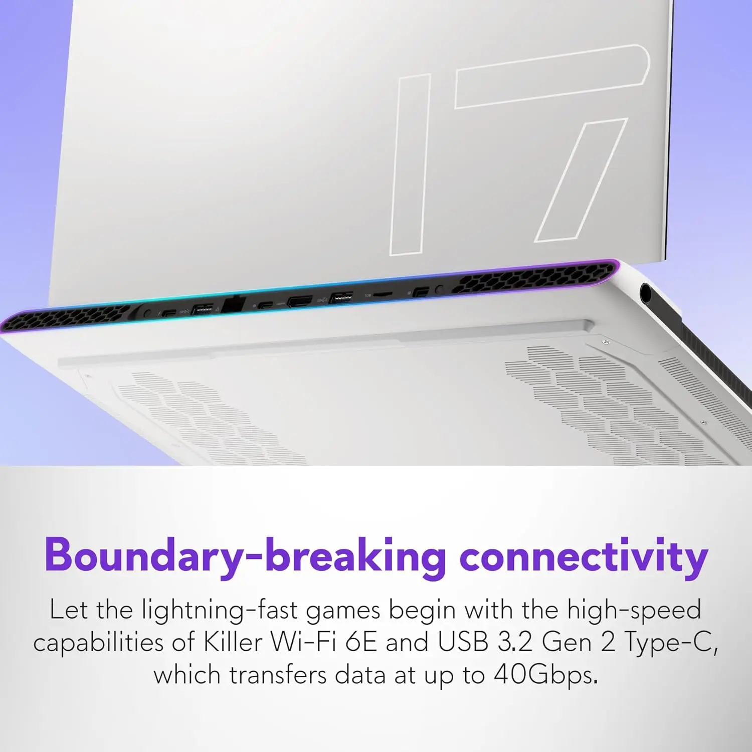 Alienware X17 R2 كمبيوتر محمول للألعاب 17.3 FHD 360 هرتز 1 مللي ثانية عرض Intel Core i7-12700H 16 جيجابايت رام 1 تيرابايت 8 جيجابايت GDDR6 واي فاي 6 USB-C Win 11 أبيض