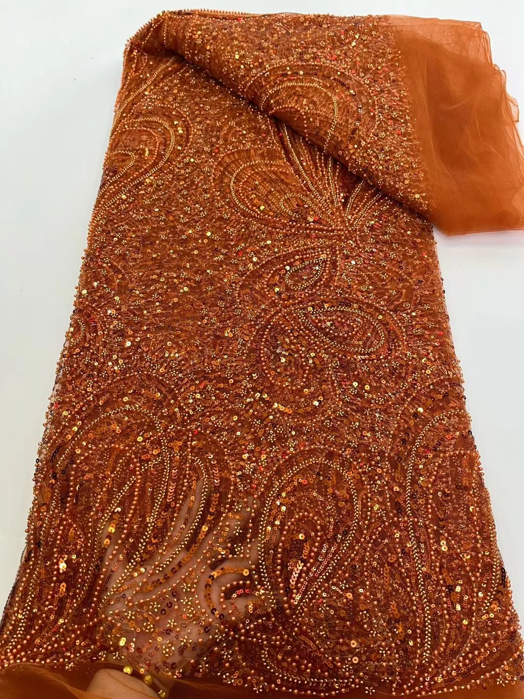 

Африканская ткань с бисером и блестками, 2021, высокое качество, вышивка, французский тюль, кружевная ткань для свадьбы, роскошная мода, 5 ярдов