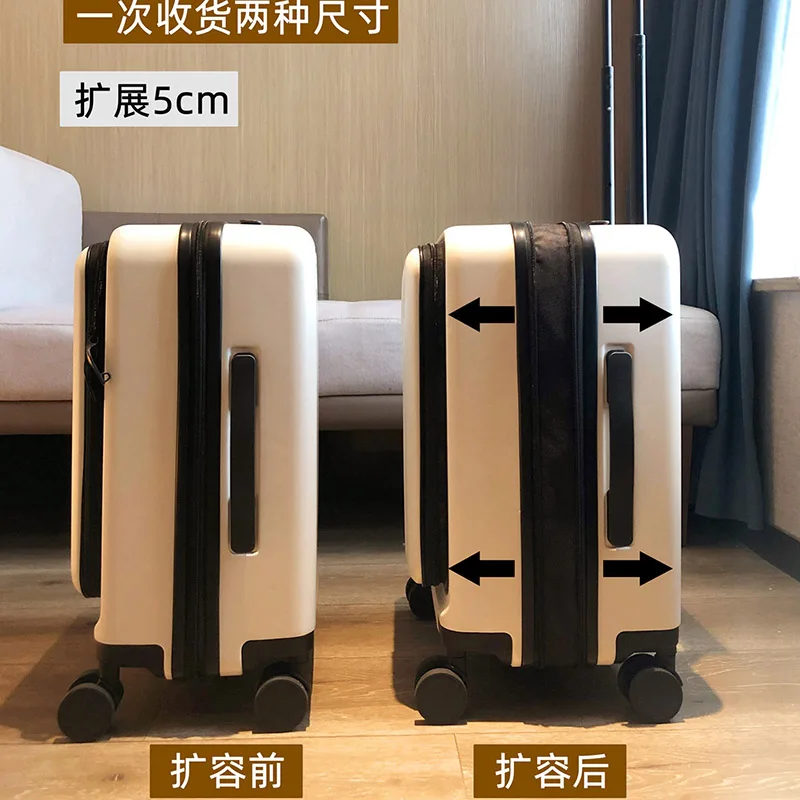여성용 측면 개폐식 뚜껑 여행가방, 20인치 확장형 깊은 수납공간 여행용 기내용 캐리어, 신입생용 손잡이 여행가방