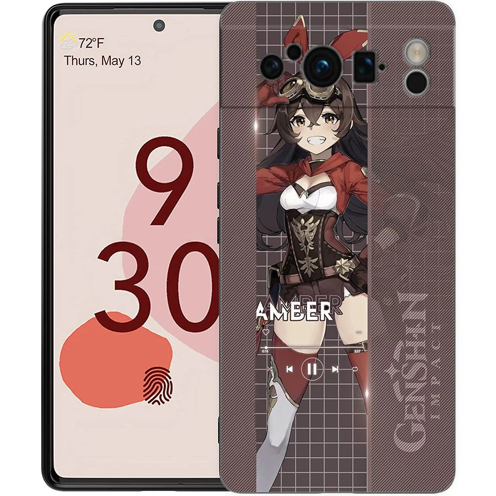 Genshin Impact Game Role For Google Pixel 8 7 6 Pro 6A 5G Black Phone Case Soft Shockproof Back Cover Silicone TPU Shell Coque