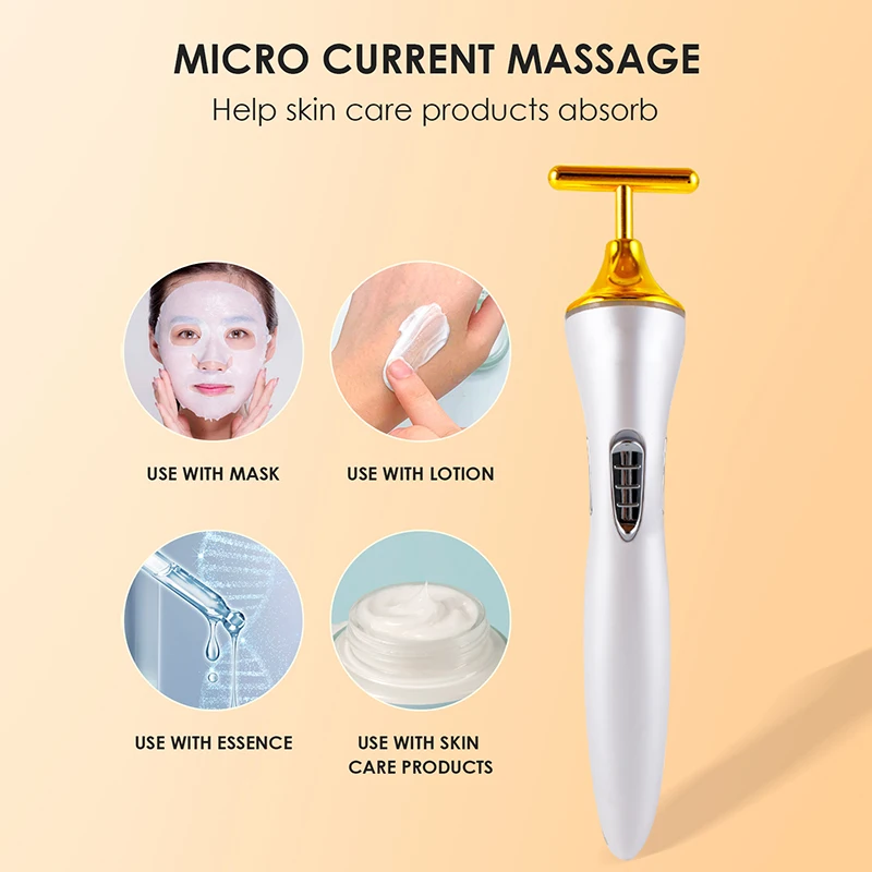 KSKIN Face Lift Roller Vibration Slimming Massager Facial Stick Facial Beauty Skin Care T Shaped Vibrating Massager