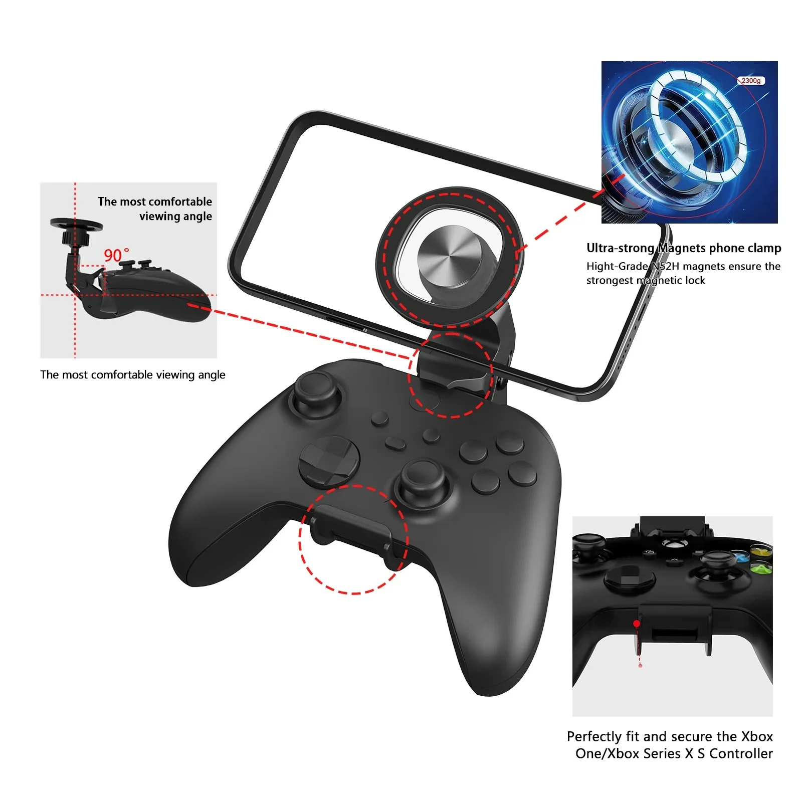 For Xbox Controller Clip Holder Gamepad Stand - Mobile Game Stand for Xbox One and Xbox Series Controller Magnetic Game Stand - Image 4