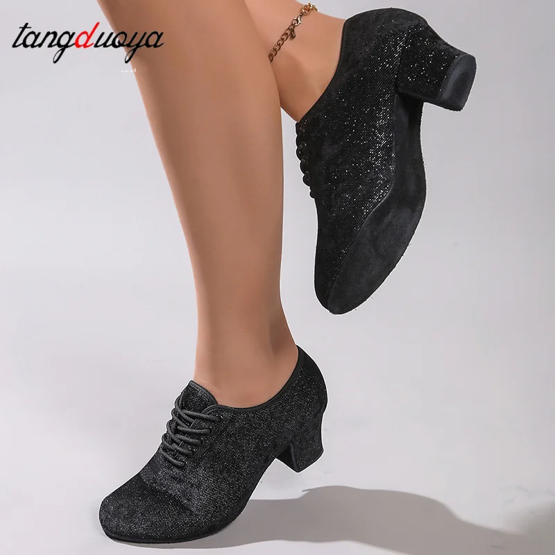 Sequin Women Dance Shoes Ballroom Latin Dance Shoes Lady Modern Tango Shoes For Boy Girl Dance Sneaker Jazz Shoes