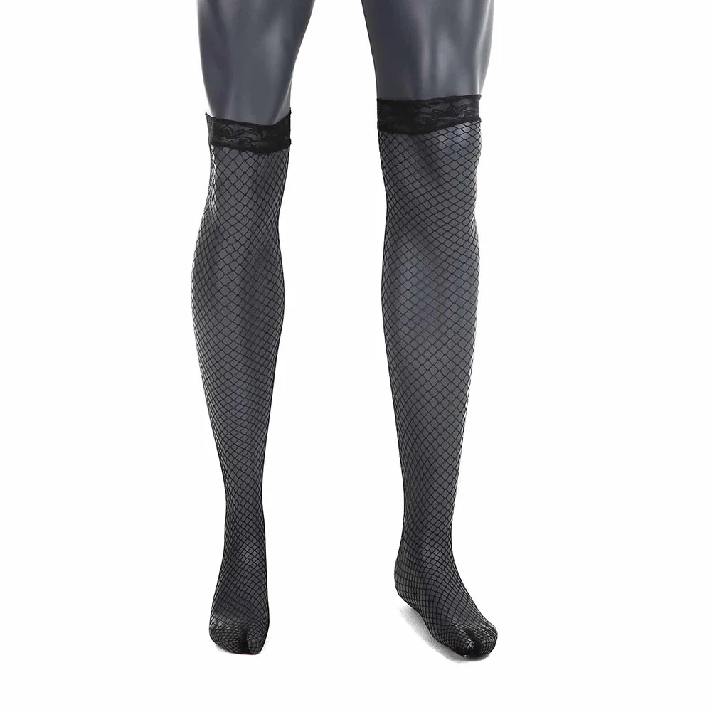 Mens Net Hosiery Lace Fishnet Hosiery Underwear Thigh-Highs Sheer Mesh Stockings
