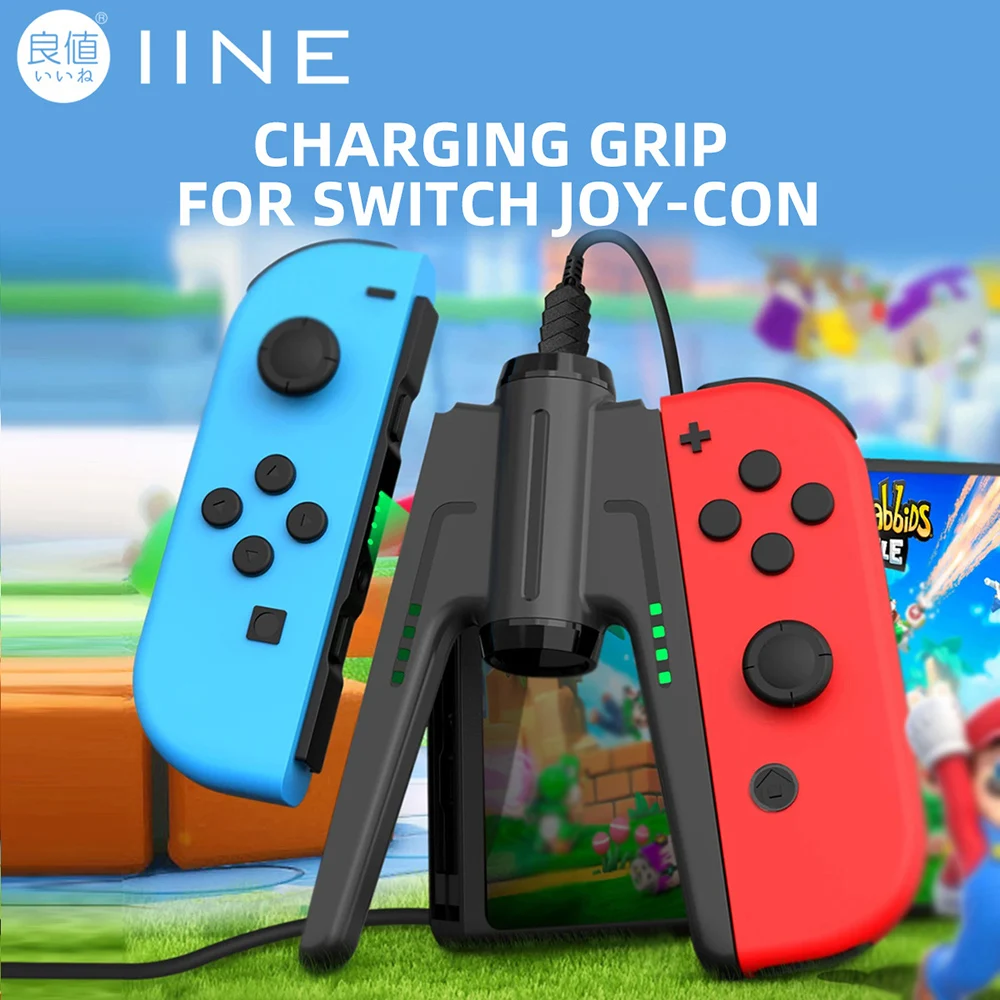 IINE Charging Grip for Nintendo Switch Joycon Charging Dock Controller Accessories Bridge Shape Charger Channel Indicator
