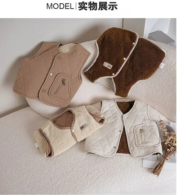 Neue Herbst-Winter-Fleece-Strickjacke Weste für Jungen Mädchen Baby Warme Weste Leichte Kinder Ärmellose Jacke Lässige Innenweste für Kinder – Detail 12
