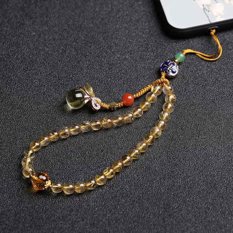 

Natural Yellow Crystal Money Bag Attractive Money Chain Pendant for Men and Women Couples Crystal Phone Pendant Wrist Pendant