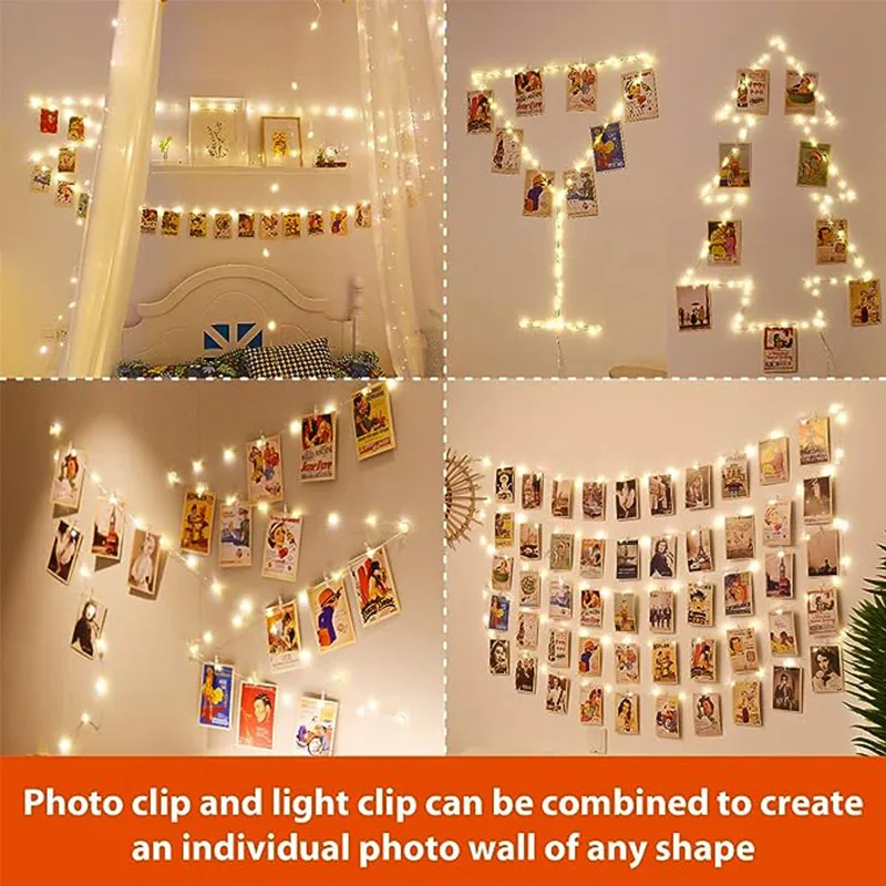 LED Photo Clip Light Card Holder 3m/5m/10m Fairy String Lights Battery Operated For Wedding Birthday Party Decor