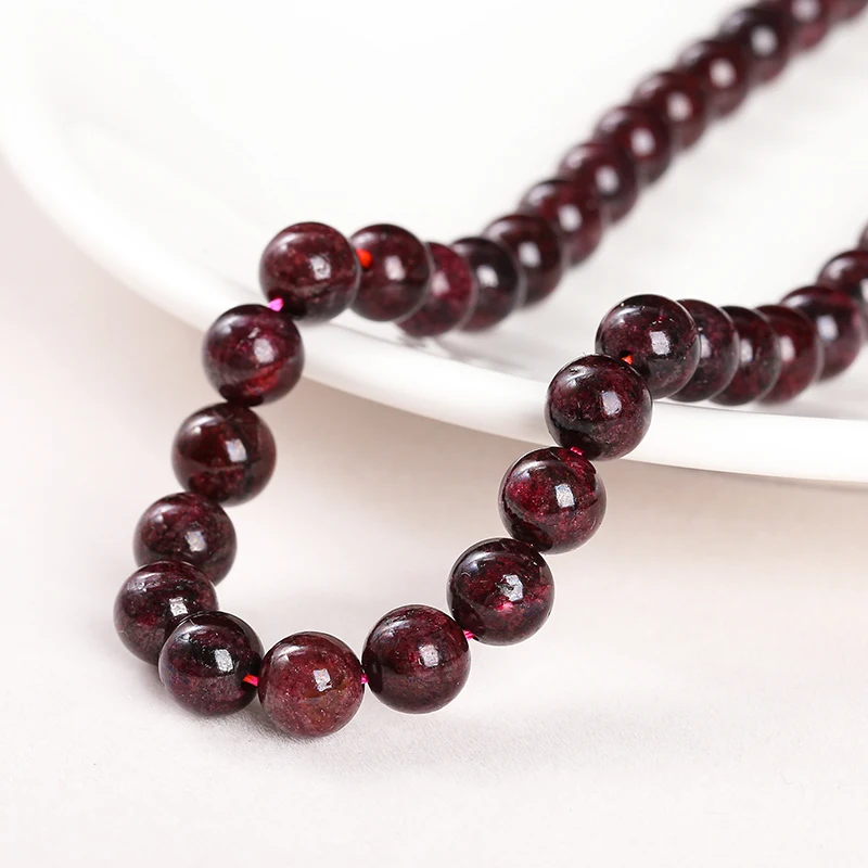 1A Natural Stone Dark Red Garnet Bead Round Loose Spacer 4 6 8 10mm Pick Size For Jewelry Making Diy Necklace Bracelet Accessory