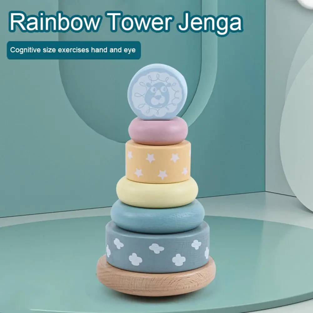 Rainbow Tower Stacking Toy Colorful Tumbler Stacking Toy for Children's Cognitive Development Enhance Hand-eye Coordination