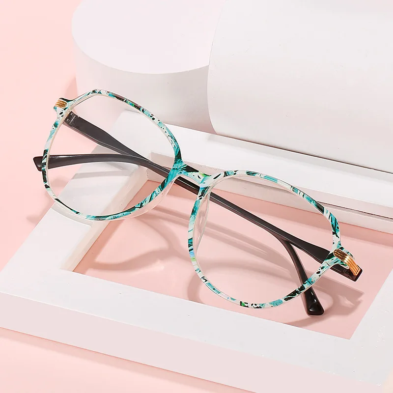 2024 Large Frame Reading Glasses Women Print Fashion Reading Glasses Middle-aged Women's Floral Business HD  Eyeglasses