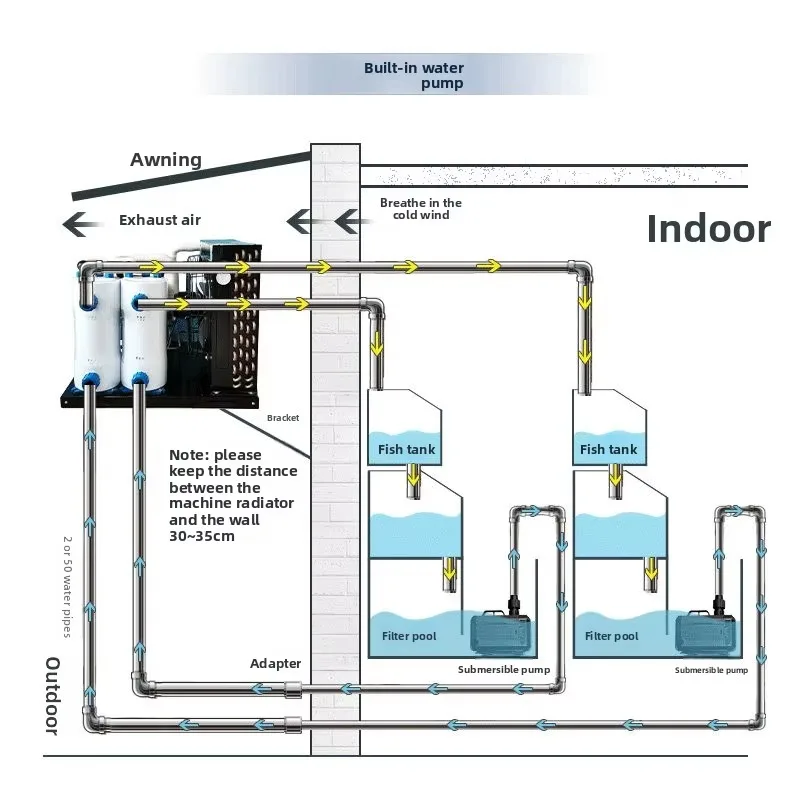 Single-compressor Dual-Temperature Aquarium Chiller for Seawater Freshwater Aquaculture Auto-Temperature Control Cooling