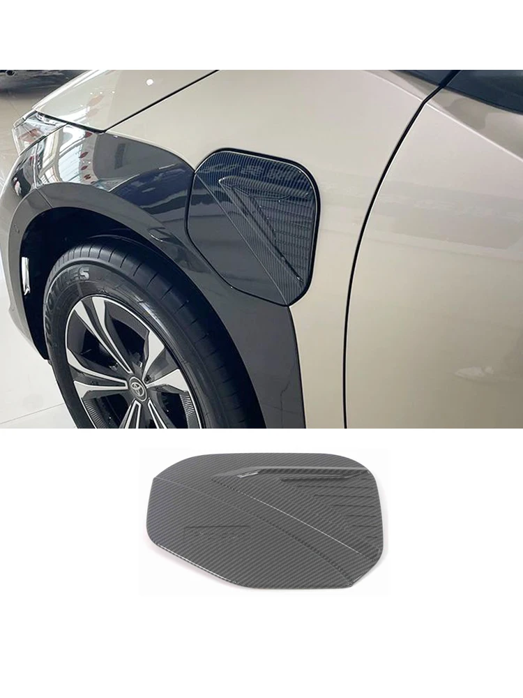 Carbon Fiber Car Exterior Charger Panel Cover Decoration for Toyota BZ4X EA10 Subaru Solterra 2023 2024 Accessories Auto Kit