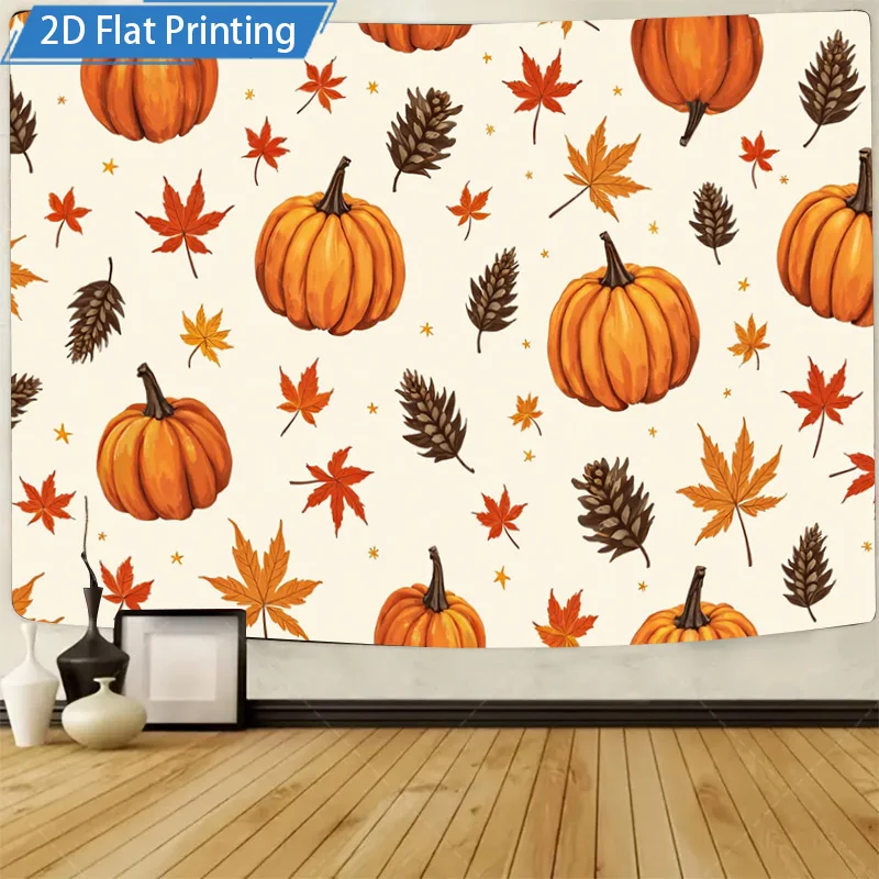 [2D PLANO] 1 unidad de letrero de Metal de 4x16 pulgadas, decoración artística de pared con hojas de calabaza de otoño, impresión plana 2D para decoración del hogar, sala de estar y cocina