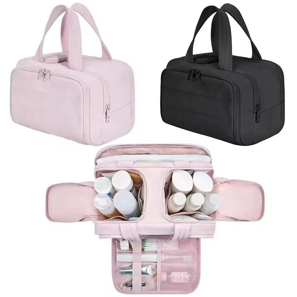 

Large capacity waterproof makeup and toiletries handbag for women's travel bathroom shower and makeup storage bag