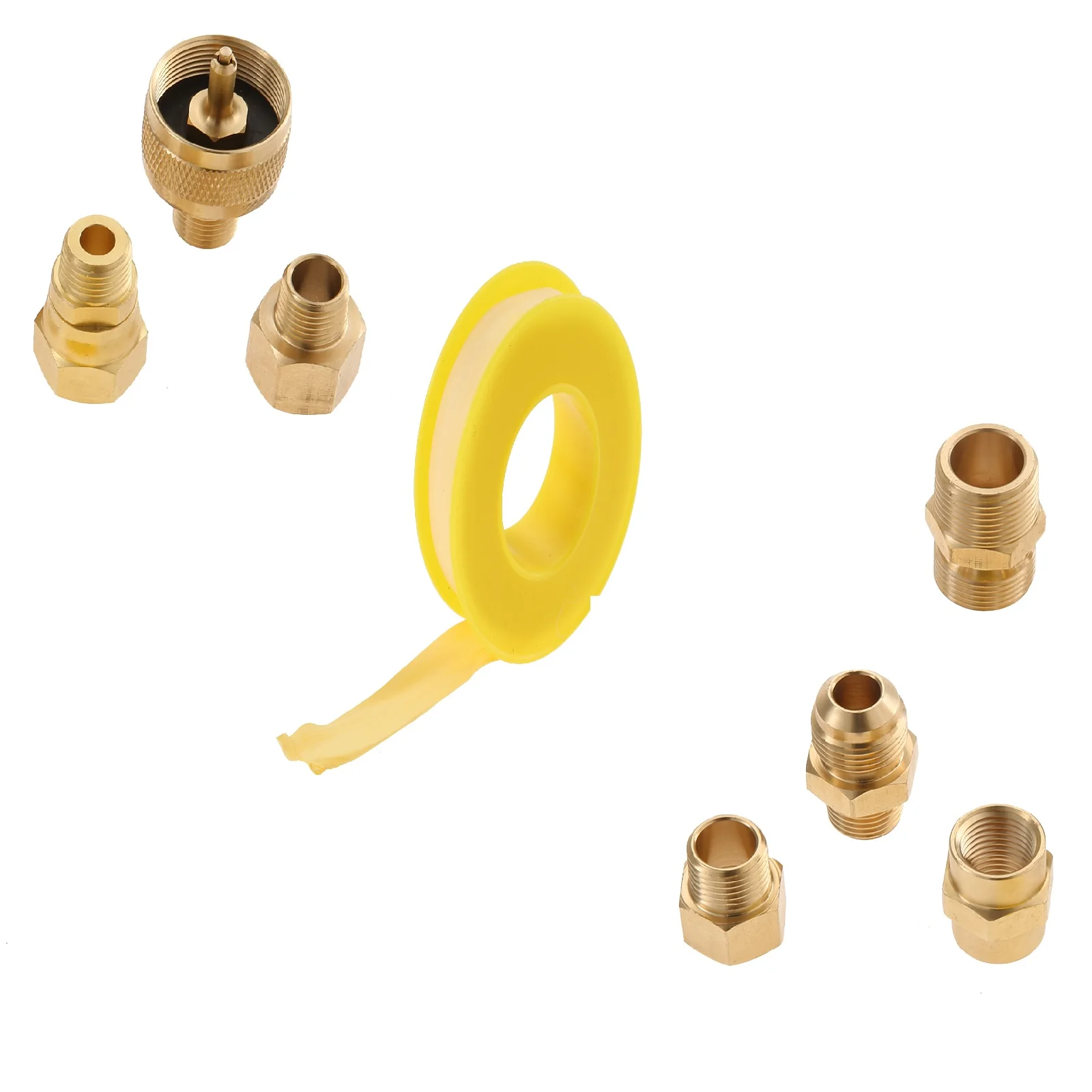 

Универсальный комплект из 8 адаптеров для газовых баллонов (пропан) 1 фунт, фитинги 3/8\"/1/4\" NPT, M12X1.25, шаровые поворотные адаптеры 1/4\"