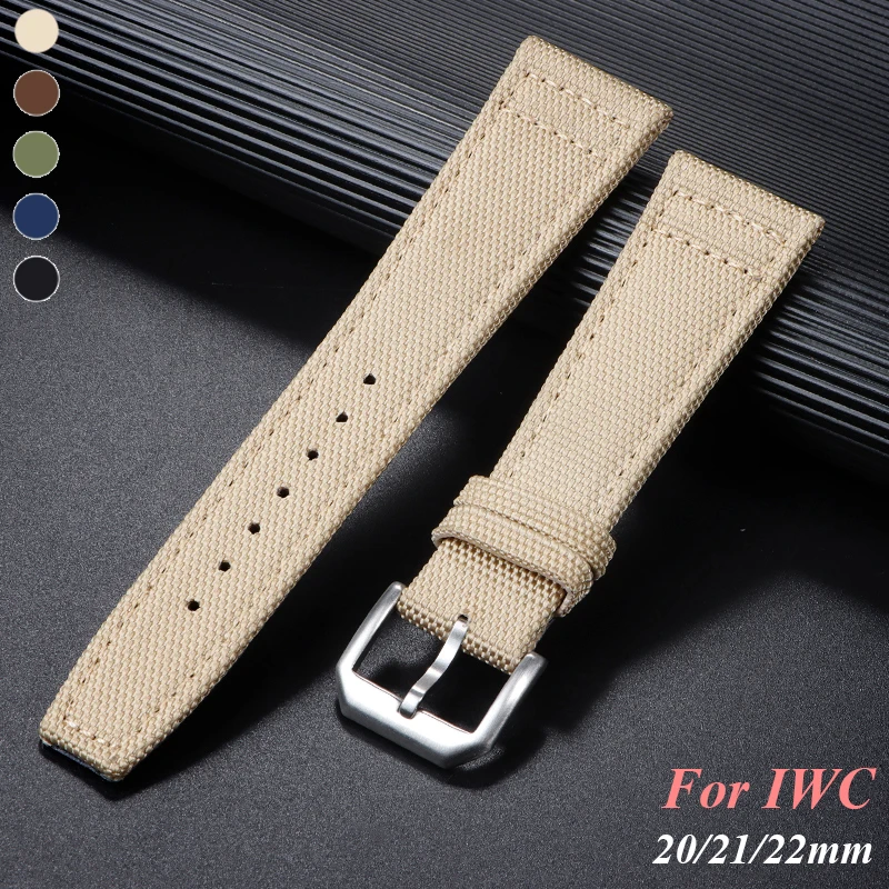 Nylon Canvas Watch Strap for IWC Pilot 20mm 21mm 22mm Strap Waterproof Sport Watch Strap Cowhide Wrist Belt Men Women Bracelet