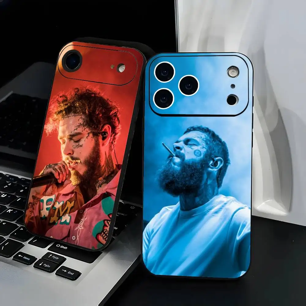 P-Post Singer M-Malones Phone Case Fashion Black Frosted TPU Phone Case For IPhone 12-17. UV Spray Painted Design, Anti-fall Dai #1